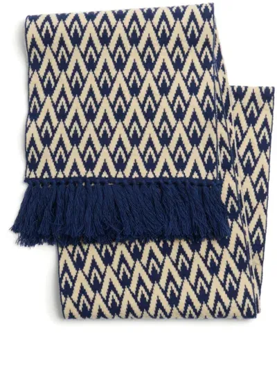 Valentino Intarsia-knit Wool Scarf In Neutrals