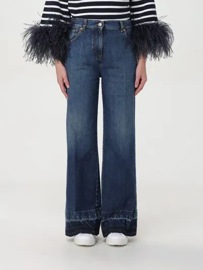 Valentino High Waist Wide Leg Nonstretch Jeans In Denim