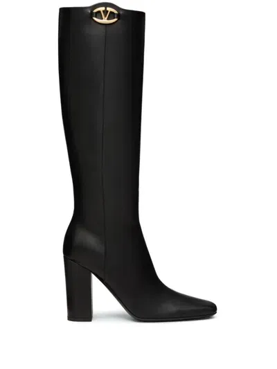 Valentino Garavani Leather Boots In Black