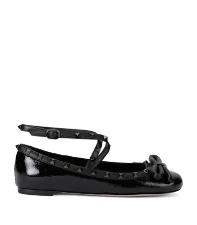 Valentino Garavani Leather Rockstud Ballet Flats In Black