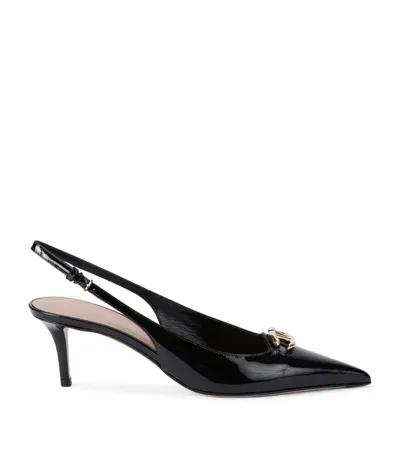 Valentino Garavani Leather Vlogo Moon Slingback Pumps 60 In Black