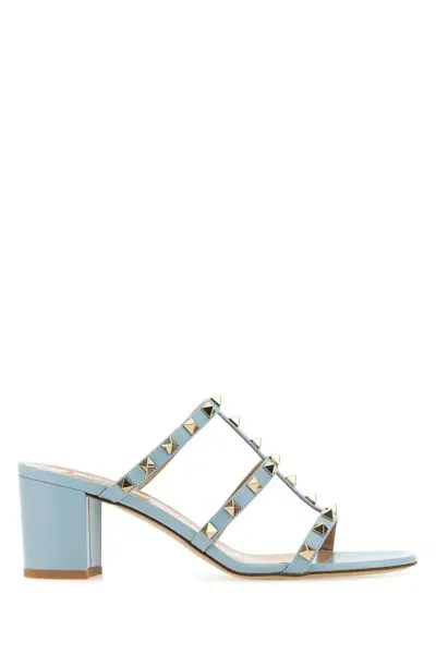 Valentino Garavani Rockstud Open Toe Sandals In Clear Blue