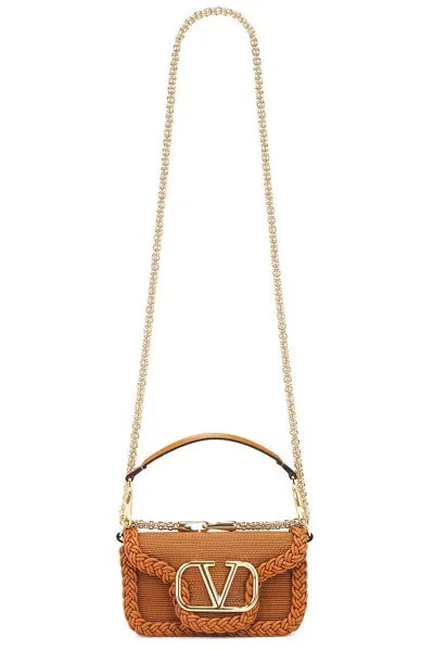 Valentino Garavani Loco Small Shoulder Bag In Ginger Brown