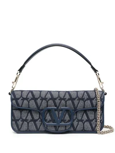 Valentino Garavani Locò Toile Iconographe Denim Shoulder Bag In Blue