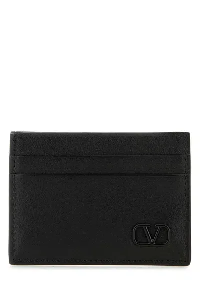 Valentino Garavani Logo Plaque Card Holder In Black