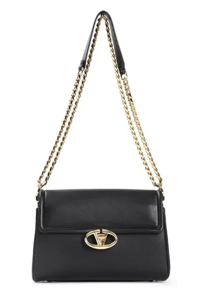 Valentino Garavani Valentino Vlogo Signature Foldover Top Shoulder Bag In Black