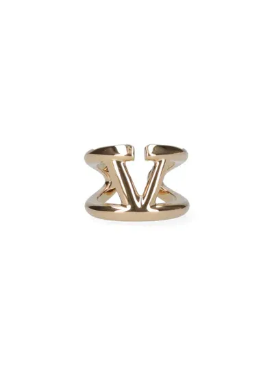 Valentino Garavani Logo Ring In Gold