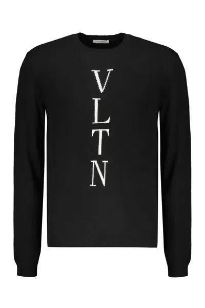 Valentino Long Sleeve Crew-neck Sweater In Black