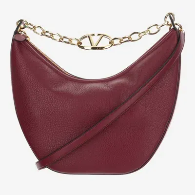 Valentino Garavani Medium Hobo Vlogo Moon Bag Leather In Red