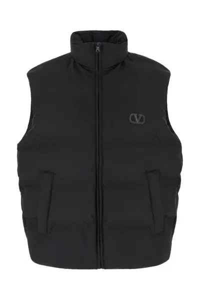 Valentino Vlogo Patch Padded Vest In Brown