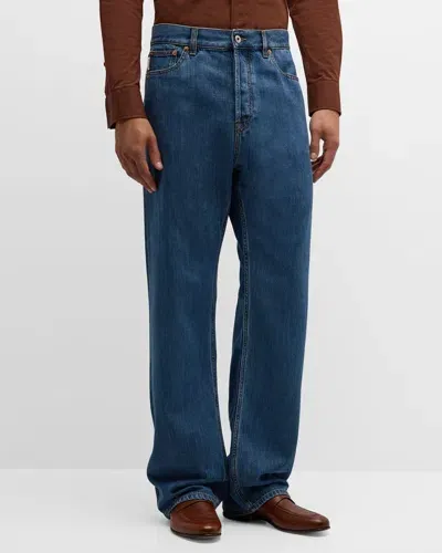 Valentino Men's Relaxed Straight-leg Jeans In Denim