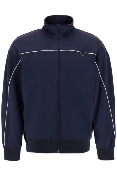 Valentino Metallic V-detail Sports Sweatshirt In Blue