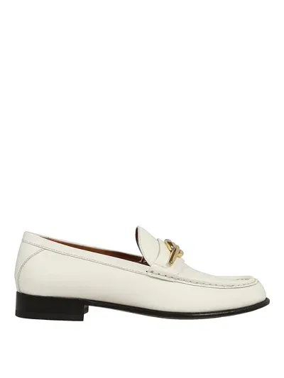 Valentino Garavani Logo Leather Loafers In White