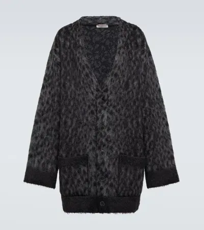 Valentino Mohair And Wool-blend Cardigan In Black