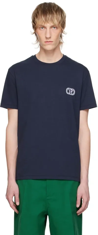 Valentino Navy Vlogo T-shirt In 598 Navy