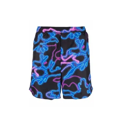 Valentino Neon-print Swim Shorts In Black