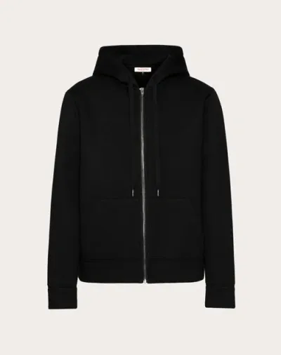 Valentino Neoprene Sweatshirt With Hood And Zip In Black