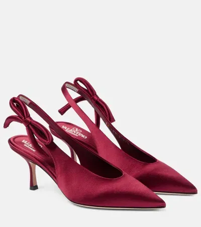 Valentino Garavani Nite-out 70 Satin Slingback Pumps In Red