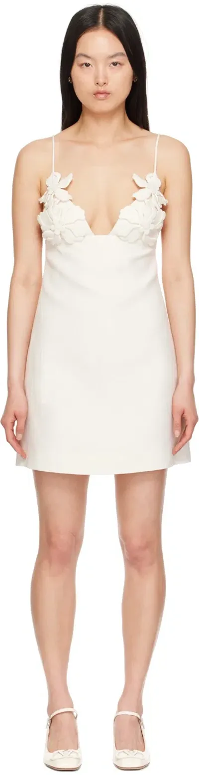 Valentino Off-white Embroidered Minidress In A03 Avorio