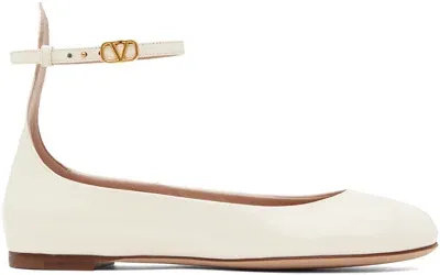 Valentino Garavani Off-white Tan-go Ballerina Flats In I16 Light Ivory