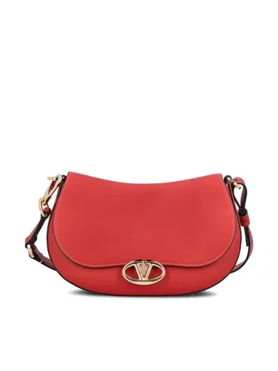 Valentino Garavani Ohval Foldover Top Small Shoulder Bag In Rosso