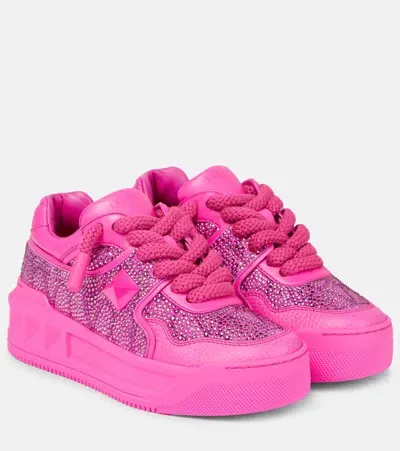 Valentino Garavani One Stud Xl Toile Iconographe Platform Sneakers In Pink