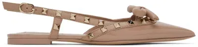 Valentino Garavani Pink Rockstud Bow Slingback Ballerina Flats In Gf9 Rose Cannelle