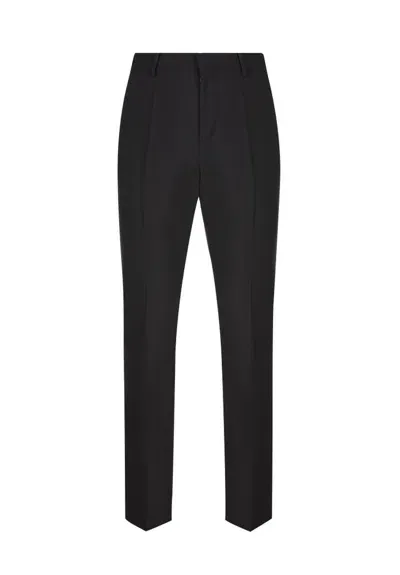 Valentino Pleated Straight Leg Trousers In Black