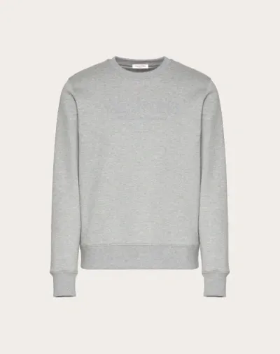 Valentino Print Cotton Crewneck Sweatshirt In Gray