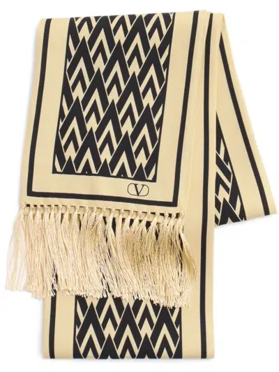 Valentino Printed Silk Scarf In Neutrals