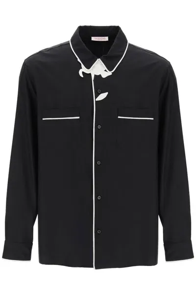 Valentino "pyjama-style Shirt With Flower In Black