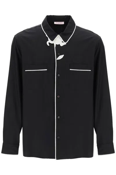 Valentino "pyjama-style Shirt With Flower In Black