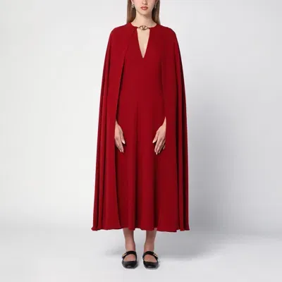 Valentino Red Silk Dress With Vlogo In Rot