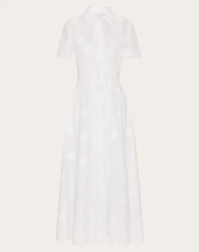 Valentino Robe Mi-longue En Daisy Organdis Femme Ivoire 50 In Ivory