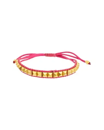 Valentino Garavani Multi Rockstud Cord Bracelet In Gold