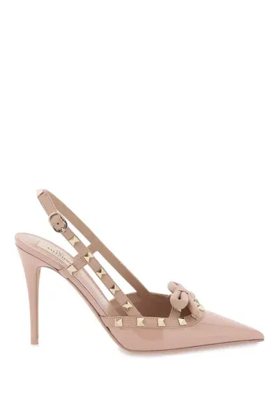 Valentino Garavani Rockstud Bow Slingback Pumps In Neutrals