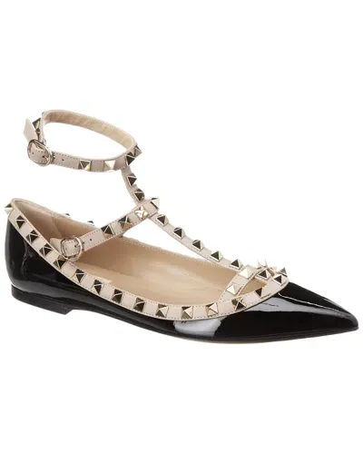 Valentino Garavani Rockstud Caged Leather Flat In Black