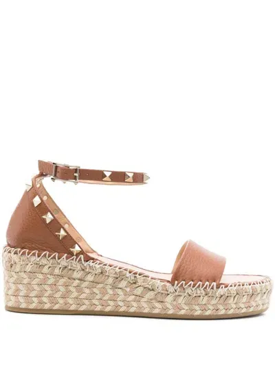 Valentino Garavani Rockstud-embellished Espadrilles In Braun