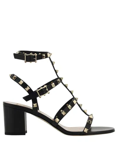 Valentino Garavani Rockstud Heeled Sandals In Black