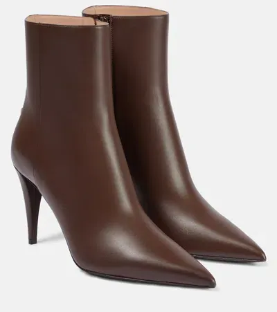 Valentino Garavani Rockstud Leather Ankle Boots In Brown