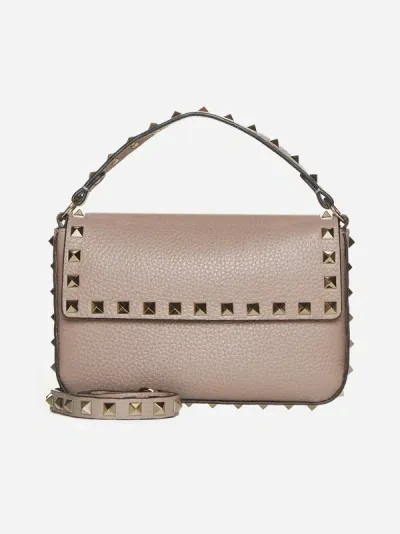 Valentino Garavani Rockstud Leather Pouch In Poudre