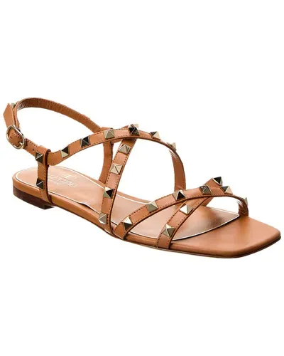 Valentino Garavani Rockstud Leather Sandal In Beige