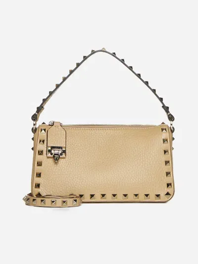 Valentino Garavani Stud-detailing Leather Bag In Beige