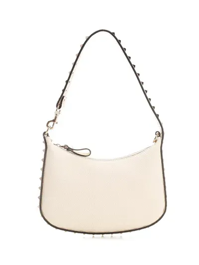 Valentino Garavani Mini Hobo Rockstud Leather Bag In Ivory