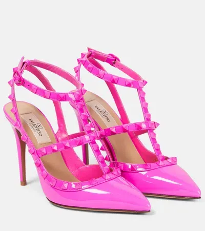 Valentino Garavani Rockstud Patent Leather Pumps In Pink