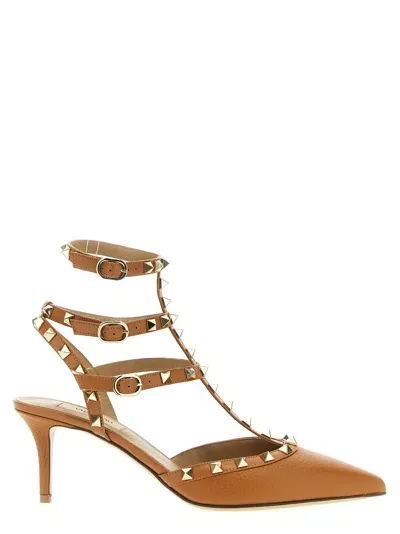 Valentino Garavani Rockstud 65 Leather Pumps In Brown