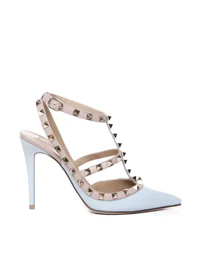 Valentino Garavani Rockstud 100mm Patent-leather Pumps In Azul