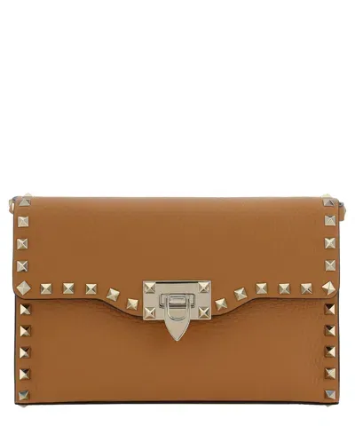 Valentino Garavani Rockstud Shoulder Bag In Brown