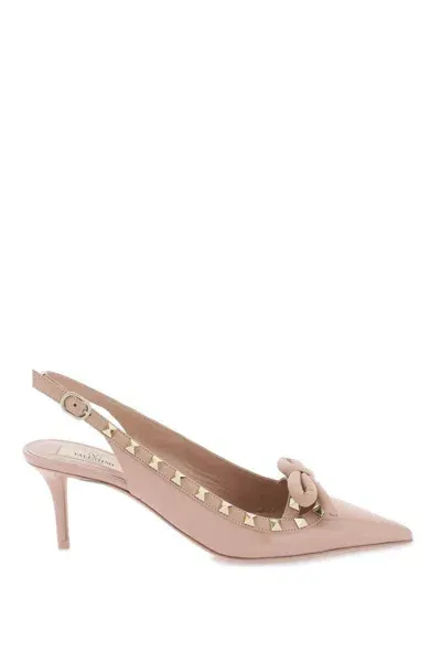 Valentino Garavani Rockstud Slingback Pumps In Pink,beige