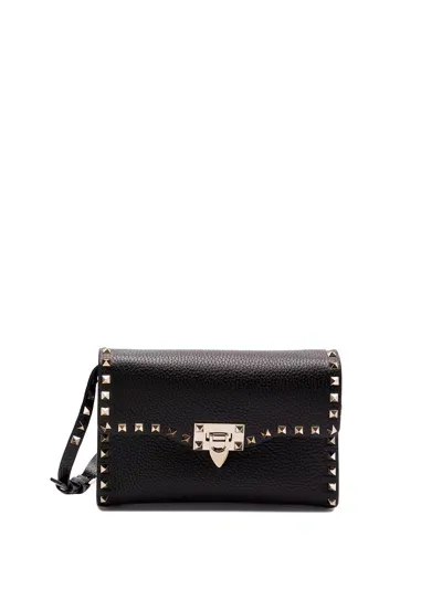 Valentino Garavani `rockstud` Small Shoulder Bag In Black  